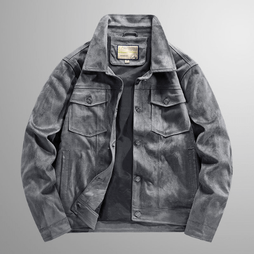 Herren Wildlederjacke Warm Lederjacke Herbst Stilvoll