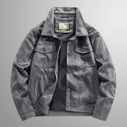 Herren Wildlederjacke Warm Lederjacke Herbst Stilvoll