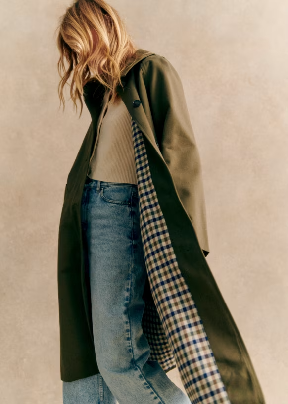 Klassischer Trenchcoat Damen Gingham Fütterung Elegant