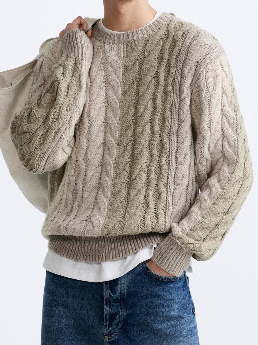 Grobstrick-Pullover Zopfmuster Klassisch Warm Bequem