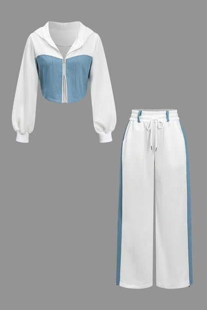 Sportliches Zweiteiler-Set Denim Look Frauen