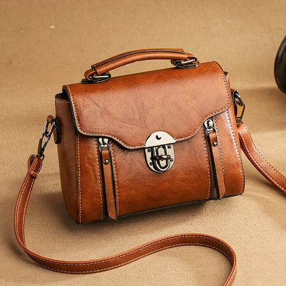 Damen Handtasche Vintage Klappe Leder - BerlinGlamour