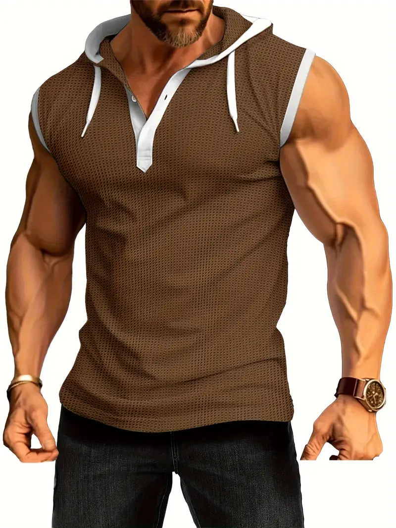 Herren Sportshirt Ärmellos Kapuzenpullover Sportlich