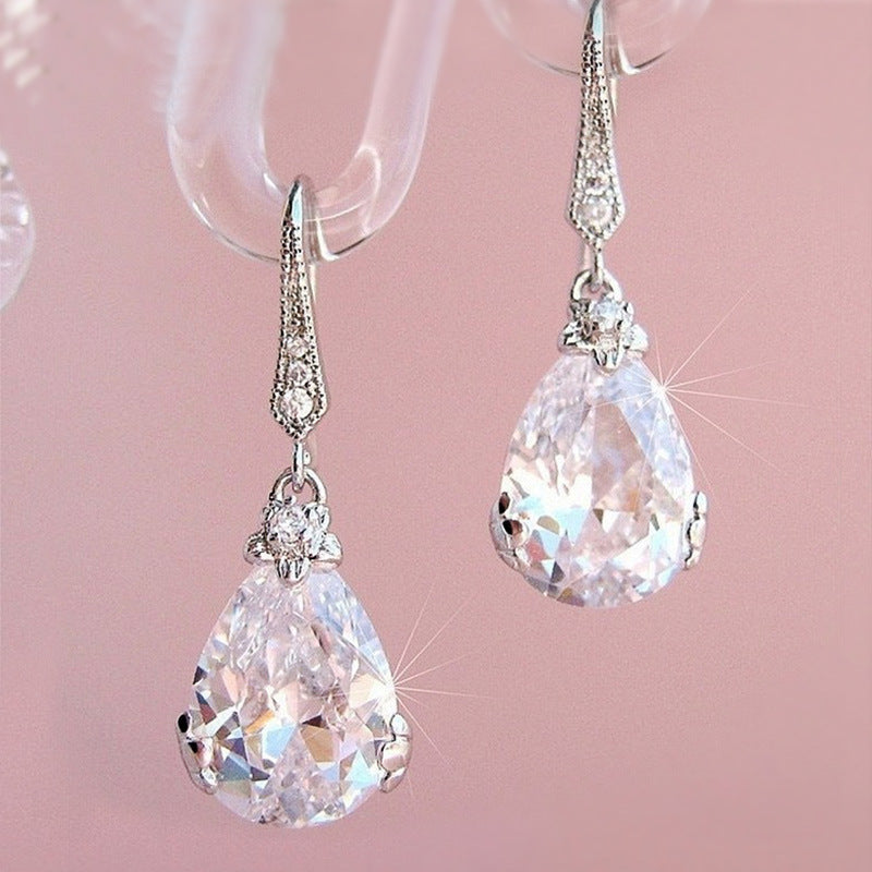Hochzeitsohrringe Birnenform Hänge Ohrringe Elegant Glitzernd