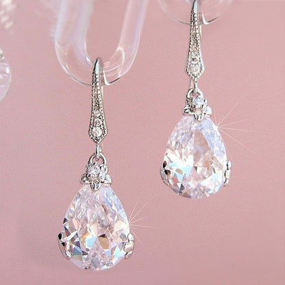 Hochzeitsohrringe Birnenform Hänge Ohrringe Elegant Glitzernd