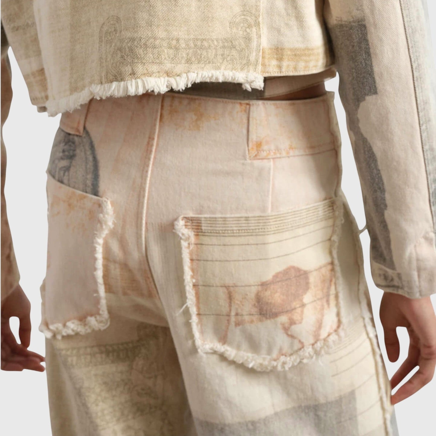 Damen Vintage-Jeans Hohe Taille Blumen-Print