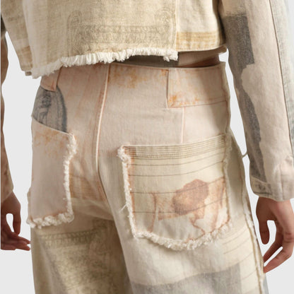 Damen Vintage-Jeans Hohe Taille Blumen-Print
