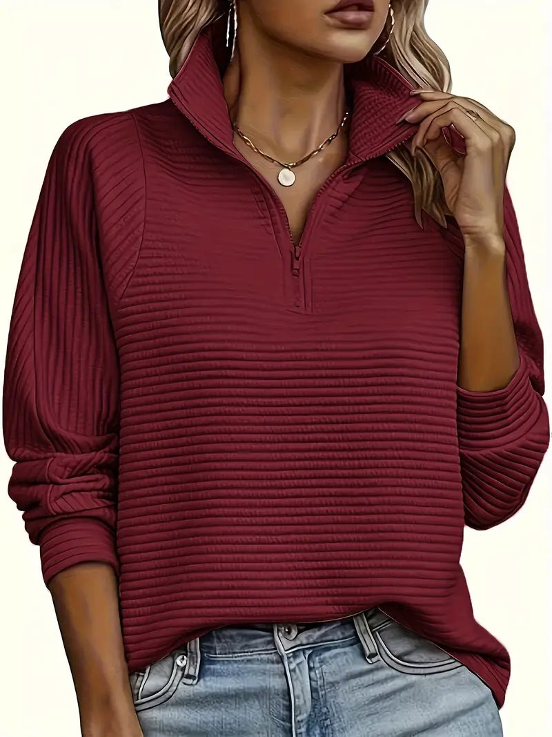 Warmer Reißverschluss Pullover Damen Soft