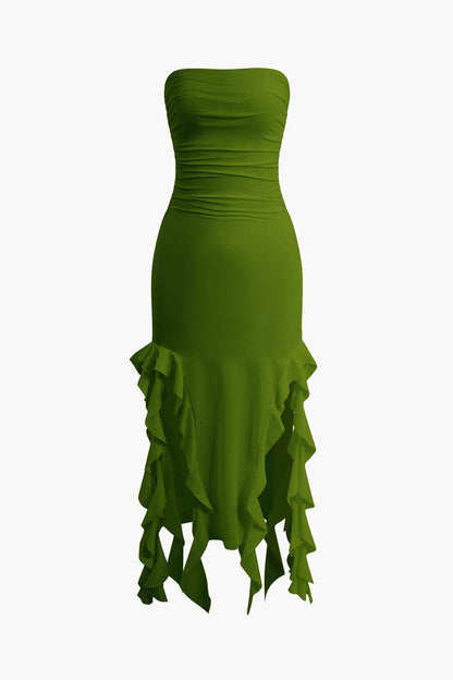 Elegantes Maxikleid mit Volant und Rüschen