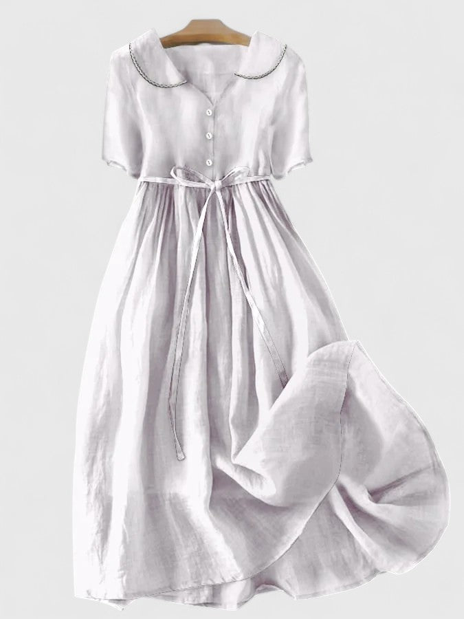 Damenkleid Midi Kurzärmlig Knöpfe Elegant - BerlinGlamour