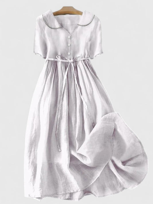 Damenkleid Midi Kurzärmlig Knöpfe Elegant - BerlinGlamour