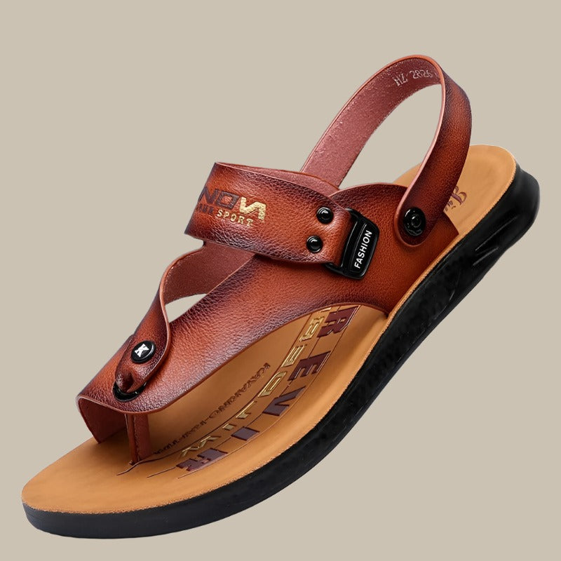 Herren Sandalen Bequem mit SchnalleLedersohle