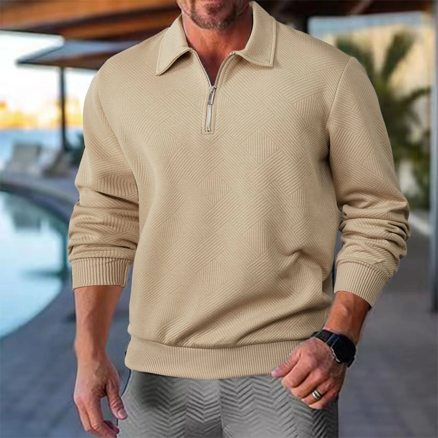 Herren Pullover Halb-Reißverschluss Freizeitshirt Bequem