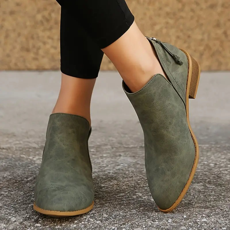 Damen Stiefel Chic Dicke Absatz V-Ausschnitt Stilettos
