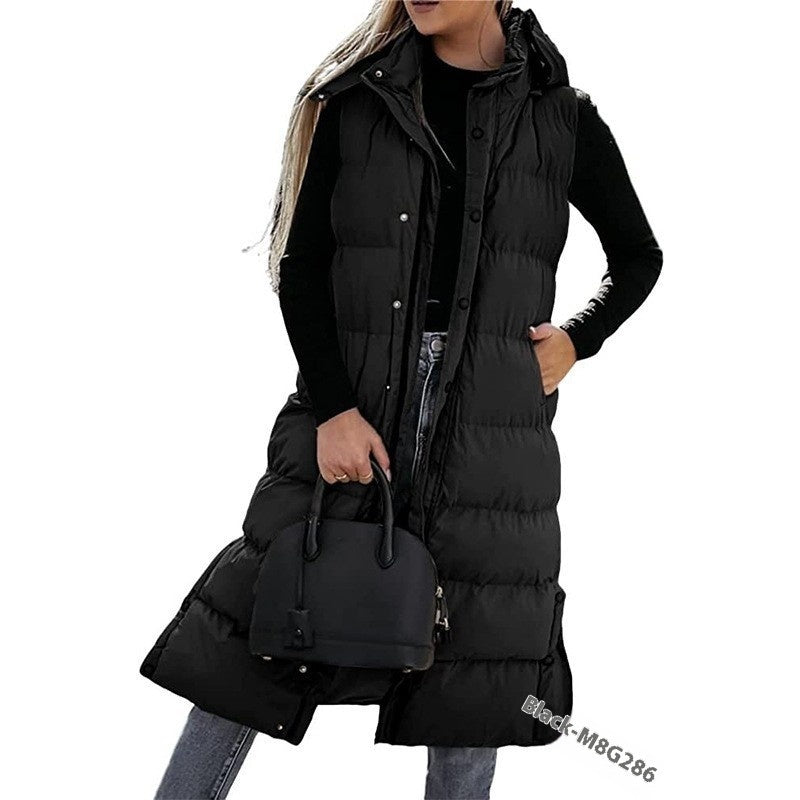Lässige Steppjacke Ärmellos mit Kapuze und Reißverschluss