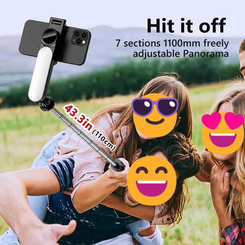 Faltbarer Selfie Stick mit LED Beleuchtung Stativ