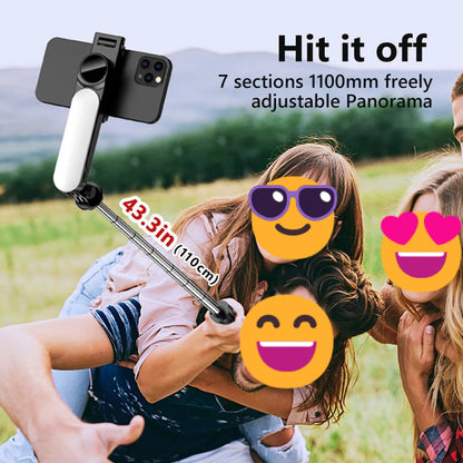 Faltbarer Selfie Stick mit LED Beleuchtung Stativ
