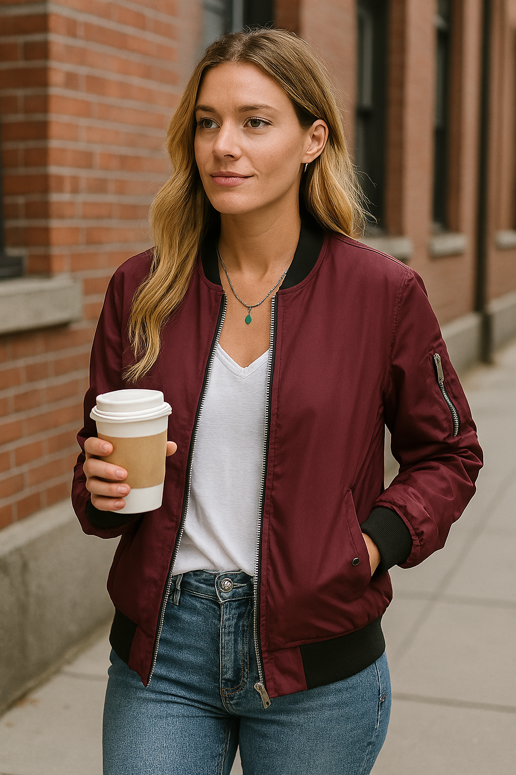 Damen Bomberjacke Bequem Reißverschluss Modern - BerlinGlamour