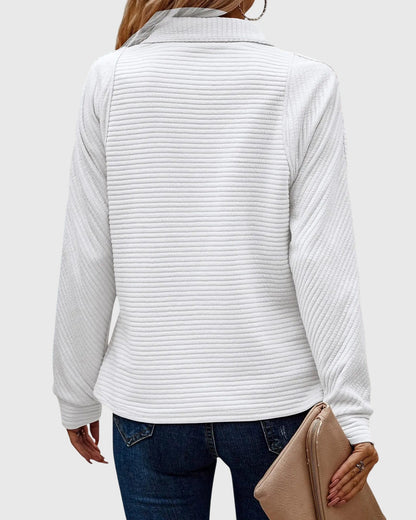 Damen Pullover Langarm Lässig mit Reißverschluss