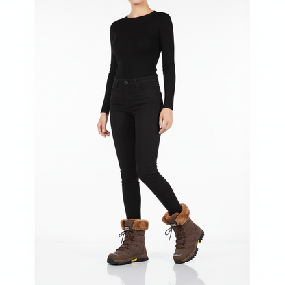 Damen Winterstiefel Warm Fellkragen Schnee