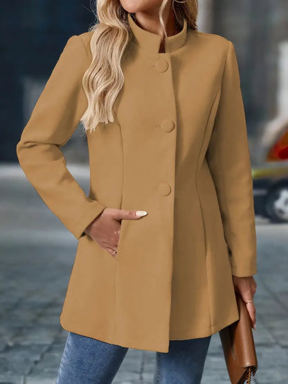 Damen Wintermantel Knöpfe Lang Modern