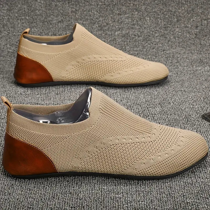 Herren Slip-On Schuhe Bequem Lederschuhe Schwarz