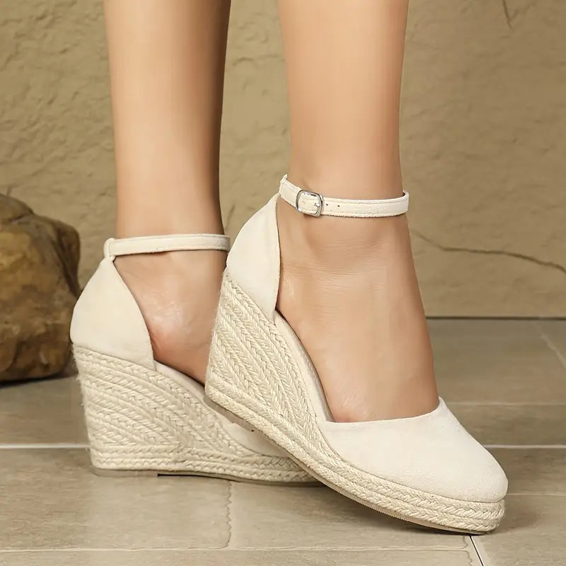 Damen Keilsandalen mit Knöchelriemen Hochzeitsschuhe Elegant