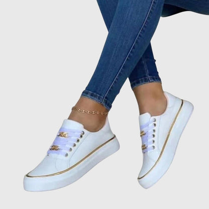 Damen Sneaker Lässig Samt Schnürsenkel Sommer