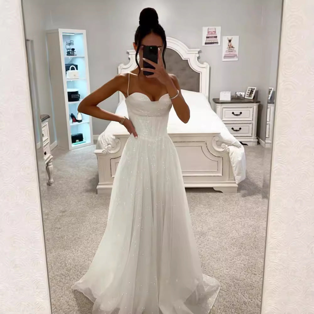 Kleid mit Trägern Damen Elegant Schwingend