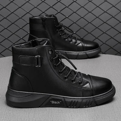 Echtleder-Stiefel Schwarz Lässig Damenstiefel Winter