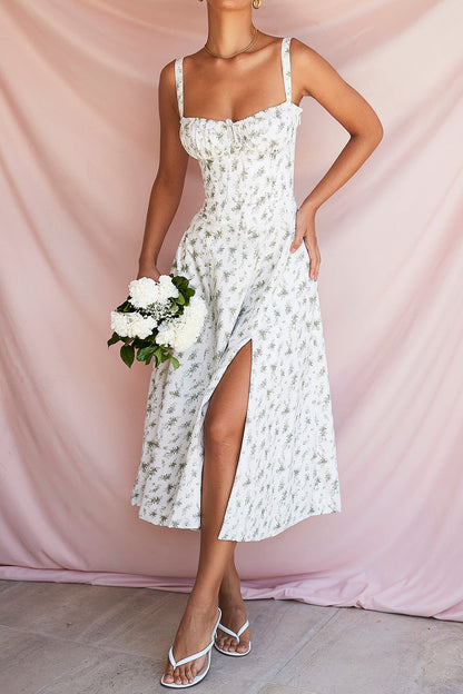 Pastellgrünes Midikleid Taillenformendes Sommerkleid
