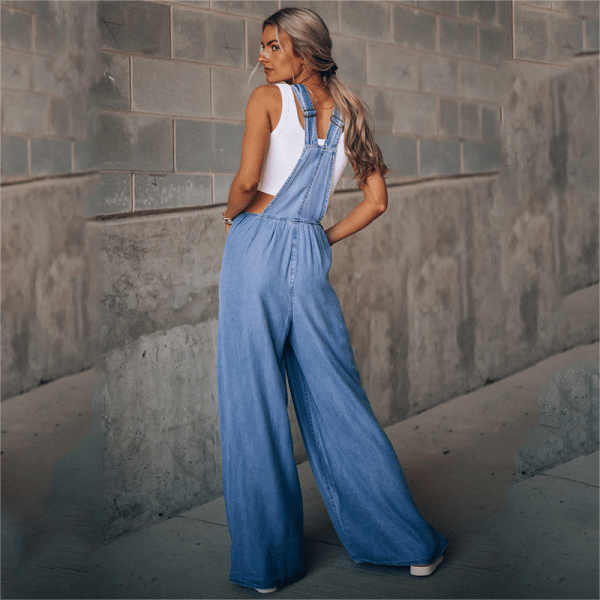 Damen Overalls Weites Bein Denim Modell