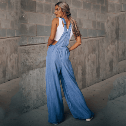 Damen Overalls Weites Bein Denim Modell
