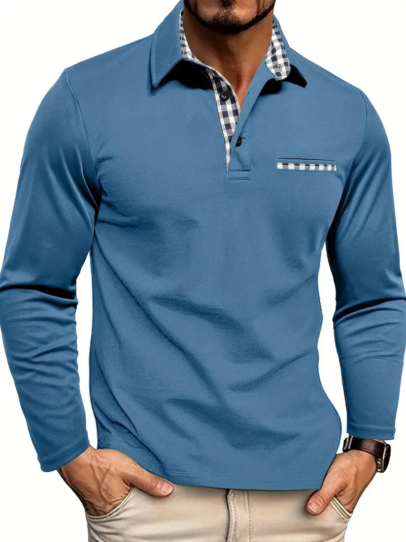 Herren Polo-Shirt Langarm Warm Winter