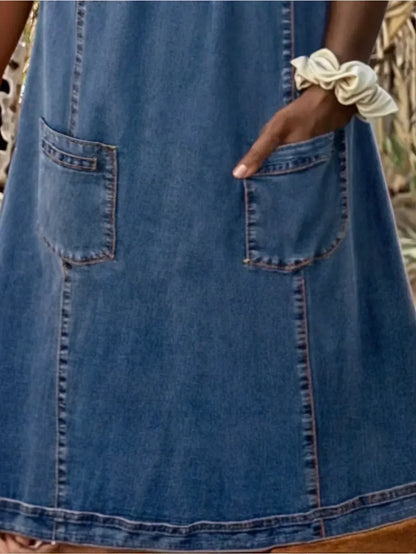 Damen Sommerkleid Lässig Mit Taschen Leicht