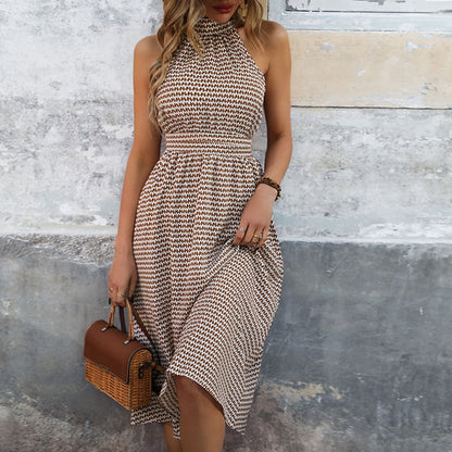 Retro-Kleid geometrisch Print Halbkragen Damen - BerlinGlamour