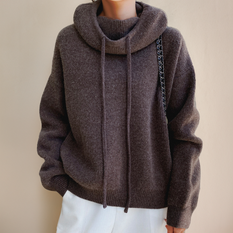 Weicher Damen Hoodie Strick Pullover Bequem