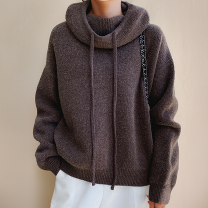 Weicher Damen Hoodie Strick Pullover Bequem