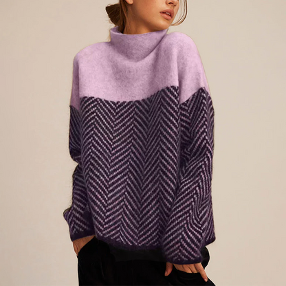 Damen Strickpullover Lockere Passform Hochkragen