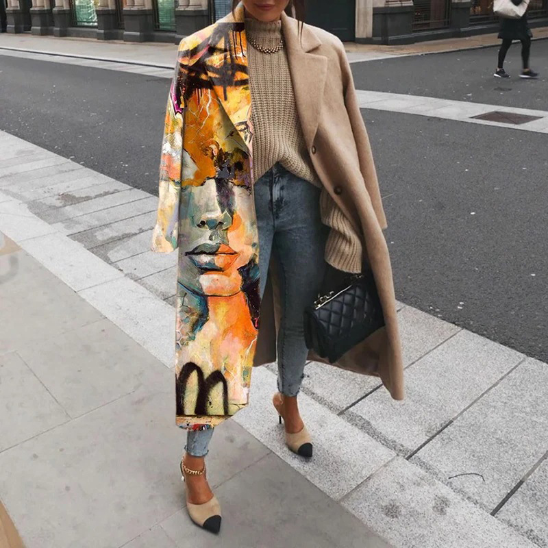 Damen Trenchcoat Lang Übergröße Jacke Elegante