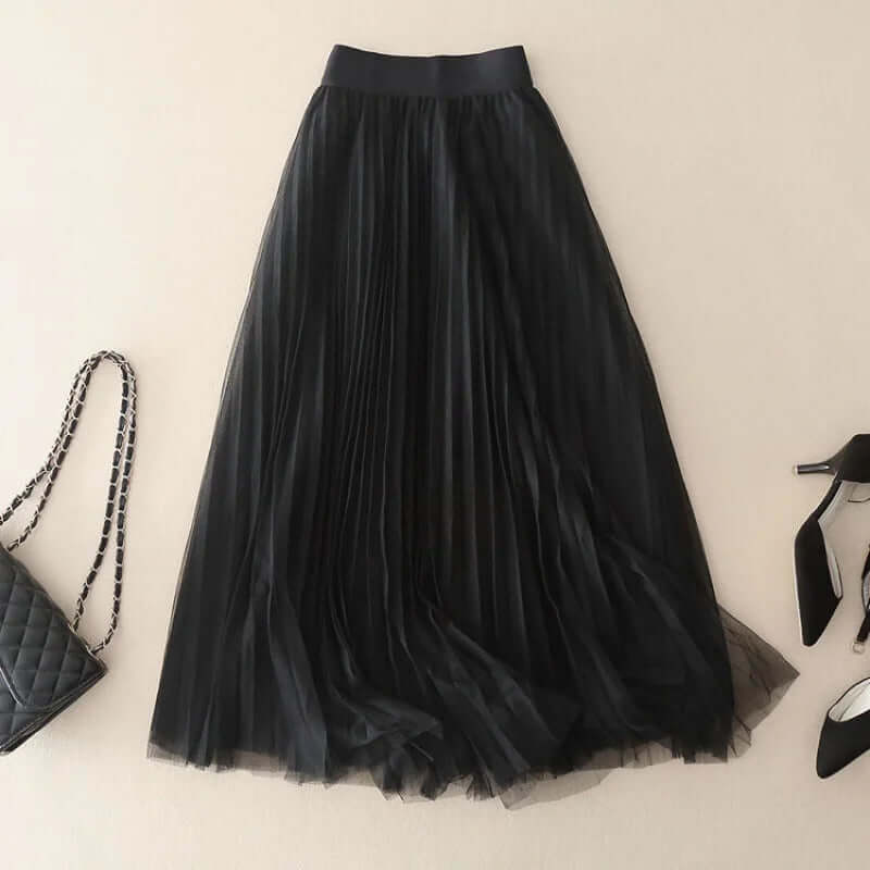 Damen Maxi Rock Lang Faltenrock Elegant
