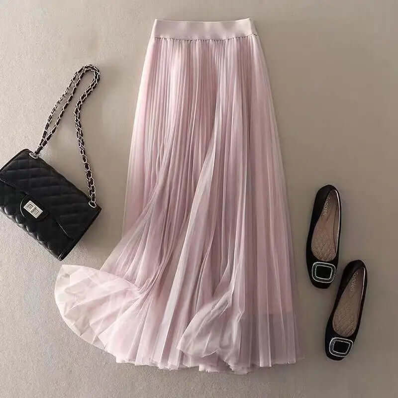 Damen Maxi Rock Lang Faltenrock Elegant