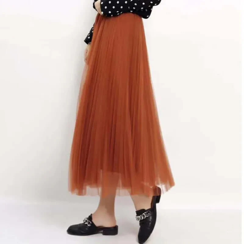Damen Maxi Rock Lang Faltenrock Elegant