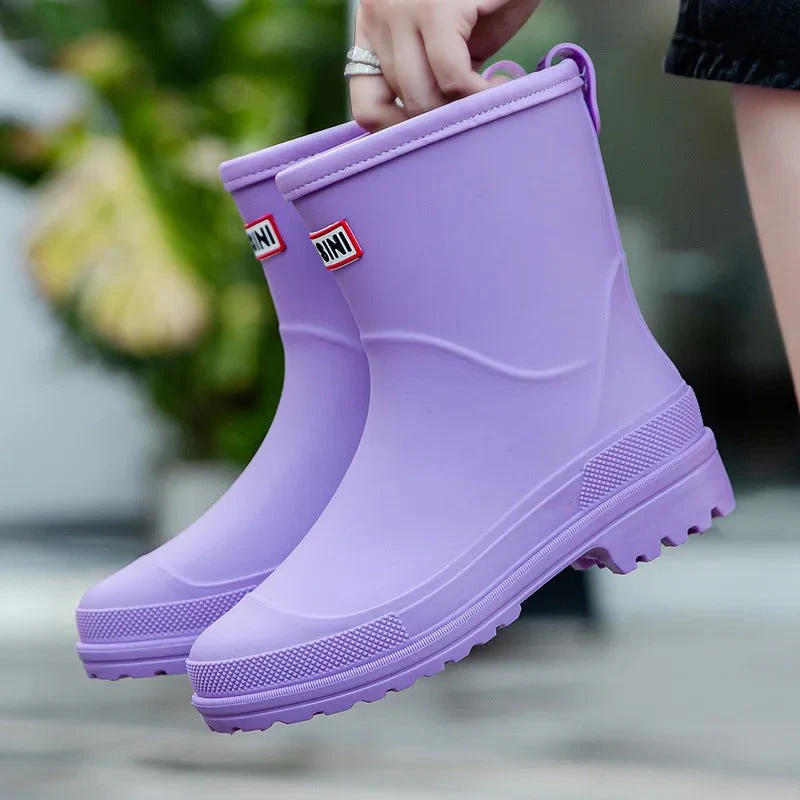 Damen Gummistiefel Wasserdicht Stiefel Boots Schwarz