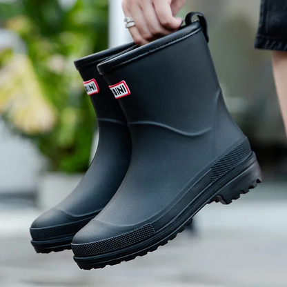 Damen Gummistiefel Wasserdicht Stiefel Boots Schwarz