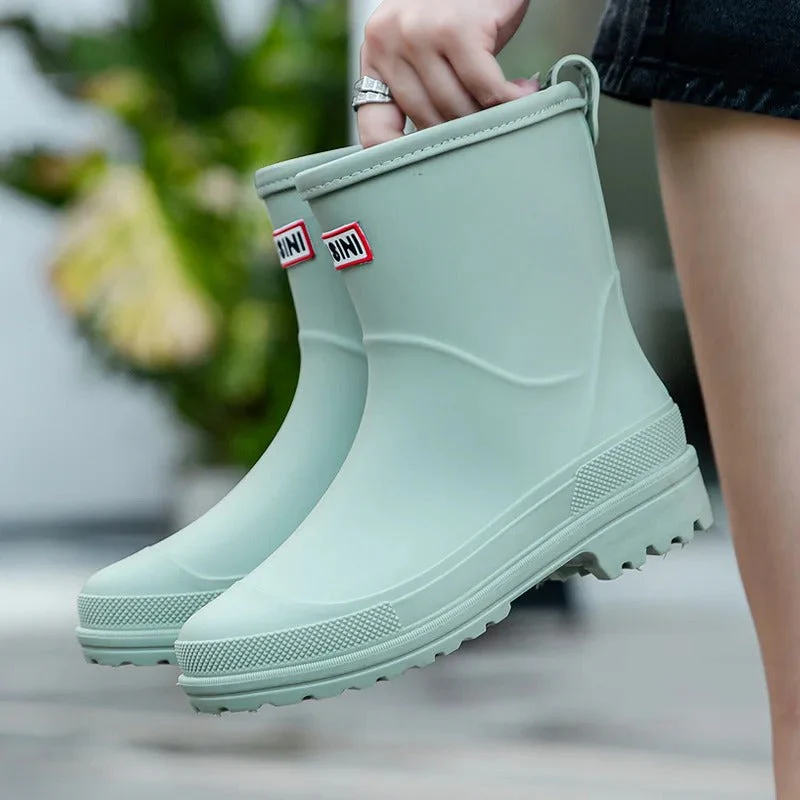 Damen Gummistiefel Wasserdicht Stiefel Boots Schwarz