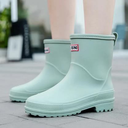 Damen Gummistiefel Wasserdicht Stiefel Boots Schwarz - BerlinGlamour
