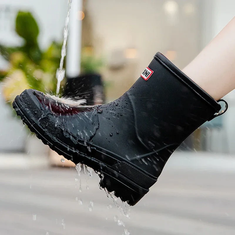 Damen Gummistiefel Wasserdicht Stiefel Boots Schwarz