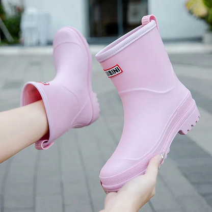 Damen Gummistiefel Wasserdicht Stiefel Boots Schwarz
