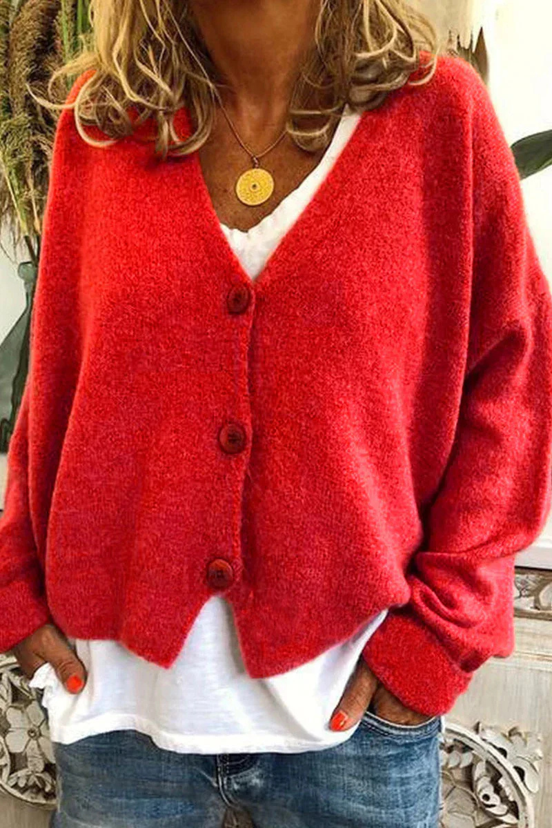 Kurze Damen Strickjacke Rot Elegante - BerlinGlamour